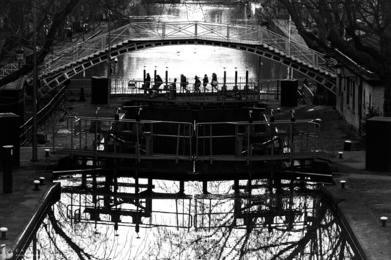 Crossing the Bridge, Canal St. Martin, January 2025 